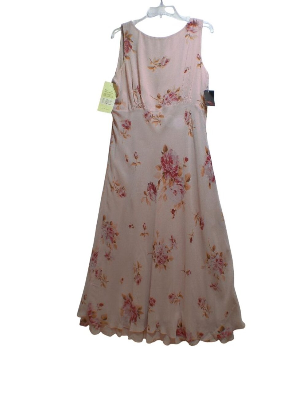 Cynthia Howie Silk Dress Party Pink Floral Maxie Size 14 Cottage